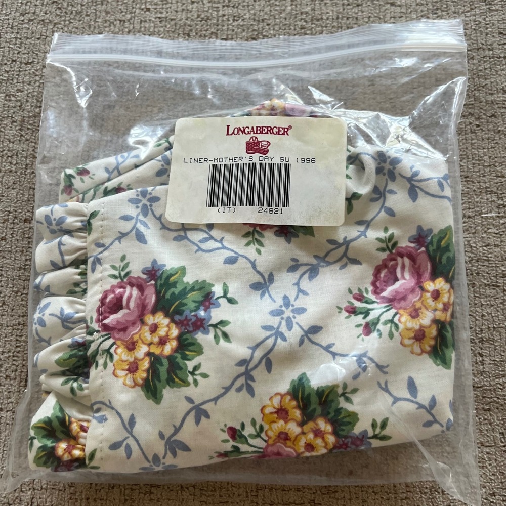 Longaberger‎ Mothers Day 1996 Sunday Basket Liner Floral Ruffle 24821 Vintage